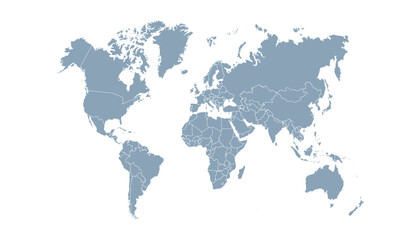 World map. Modern grey vector map. Silhouette map.