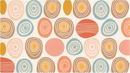 Fototapeta premium Retro Abstract Geometric Background with Colorful Circles and Stripes