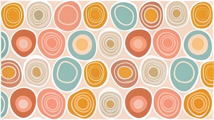 Retro Abstract Geometric Background with Colorful Circles and Stripes