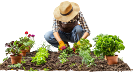 Backyard Gardener on transparent background