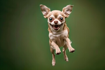 A small dog leaps into the air with excitement