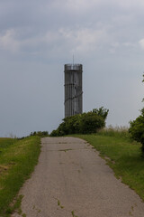 Beautiful spring landscape before the storm. Grain fields and dark clouds are seen.