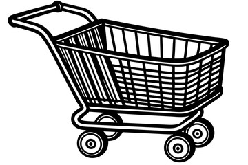 Shopping cart of side view empty supermarket vector