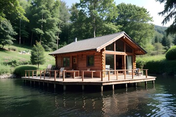 Obraz premium Cottage on the lake, Holiday, Relax, Solitude