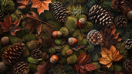 Obraz premium A rustic moss picture capturing the essence of a woodland retreat. 