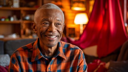 A man in a checkered shirt smiling at the camera, AI