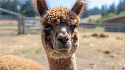 Obraz premium closeup of a cute alpaca at an alpaca farm in Oregon
