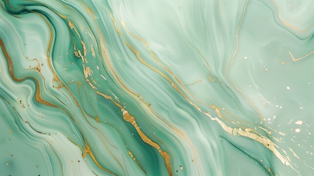 Green marble background Golden texture background 