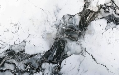 Close Up View Of Black And White Marble Stone Texture