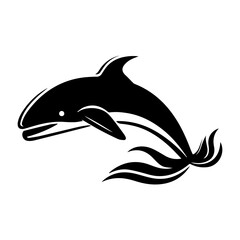 Whale icon or modern line symbol. Vector line art and icon design with bold outline. Black and white Pixel Perfect minimalistic symbol isolated white background. Silhouette simple thin sign