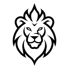 Fire Lion icon or modern line symbol. Vector line art and icon design with bold outline. Black and white Pixel Perfect minimalistic symbol isolated white background. Silhouette simple thin sign