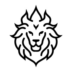 Fire Lion icon or modern line symbol. Vector line art and icon design with bold outline. Black and white Pixel Perfect minimalistic symbol isolated white background. Silhouette simple thin sign