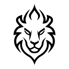 Fire Lion icon or modern line symbol. Vector line art and icon design with bold outline. Black and white Pixel Perfect minimalistic symbol isolated white background. Silhouette simple thin sign