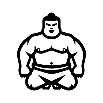 recommend clip art: Sumo icon or modern line symbol. Vector line art and icon design with bold outline. Black and white Pixel Perfect minimalistic symbol isolated white background. Silhouette simple thin sign