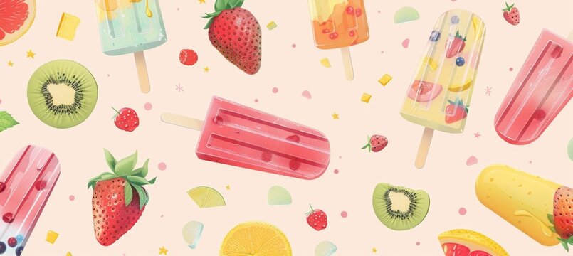 Illustrated Recipe Card for Homemade Pet Popsicles with Step-by-Step Instructions