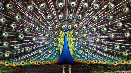 Obraz premium peacock displaying its beautiful feathers