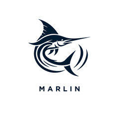 marlin fish logo design icon template