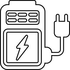 various charge icon line isolated on transparent background. charging vector format for various devices smartphone laptop tablet and smartwatch AC sockets with power plugs