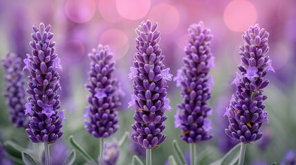   A field of blurry purple flowers with diffused lights in the background