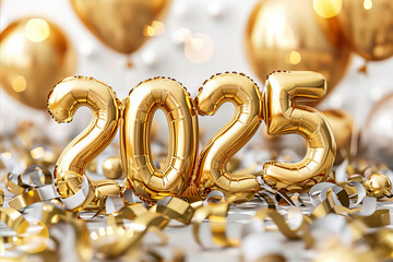 2025 happy new year gold foil balloon decorations
