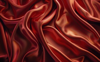 Obraz premium Close-up view of luxurious silk fabric with intricate folds and textures illuminated by soft light