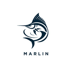 marlin fish logo design icon template