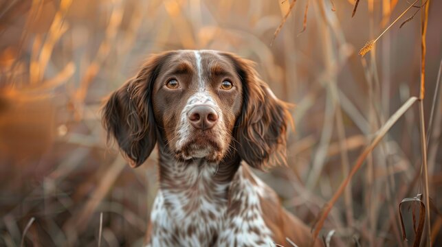 Portrait of a small Munsterlander dog