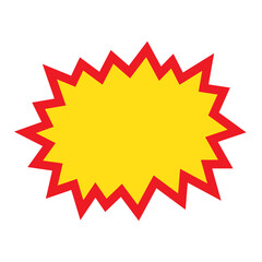 Blank sale tags. Ribbon sale banners. Red and yellow starburst stickers. Pop art funny bang bubble on white background. Cartoon comic style.
