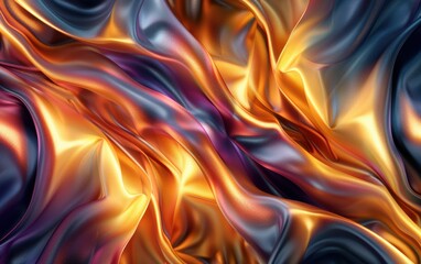 Naklejka premium Luxurious 3D abstract background with cascading layers of satin-like material in rich, deep hues, illuminated by soft, golden light