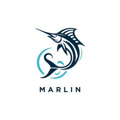 marlin fish logo design icon template