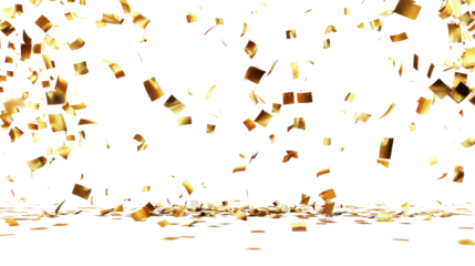Gold confetti that floats down on transparent background