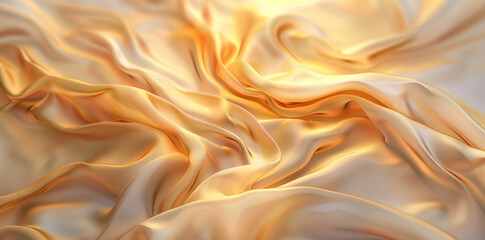 Obraz premium Abstract background with an elegant golden wave, silk cloth drapery and soft light