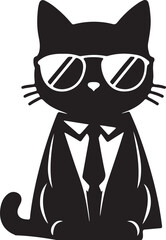 A cool cat, ready for summer. Vector illustration for International Cat Day with a cat wearing sunglasses.