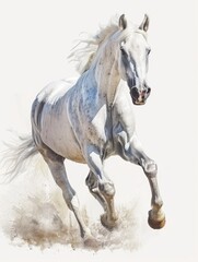 White Horse Running with Ball