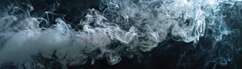 Fototapeta premium A black and white photo of a white smoke cloud. The smoke is billowing and he is coming from a fire. Scene is ominous and foreboding, as the smoke cloud seems to be growing larger and more ominous. 