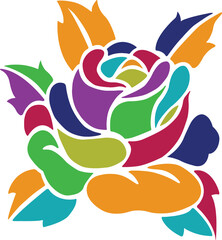 Colorful design of a beautiful rose on a white background
