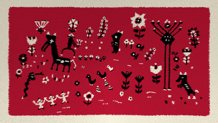 Cute modern native pattern.  Animal and nature illustration . chic and simple graphic design. Carpet texture.