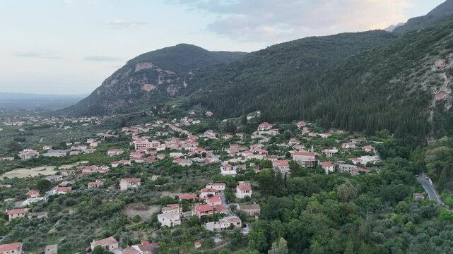 Ruins of old town in Mystras, Greece - archaeology background
