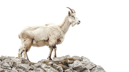 Ram with big horns on white background