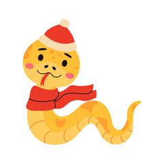  cartoon cute snakes isolated on white background. Little child snake characters.