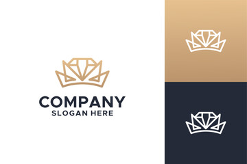 luxury diamond crown logo design illustration