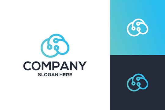 cloud tech logo design vector