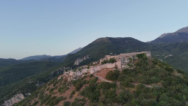 Ruins of old town in Mystras, Greece - archaeology background
