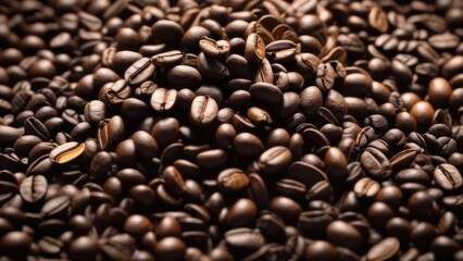 Fototapeta premium A close-up, highly detailed image of a variety of coffee beans.