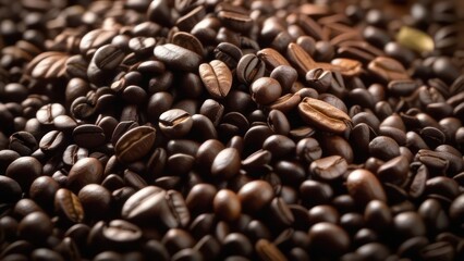 Obraz premium A close-up, highly detailed image of a variety of coffee beans.