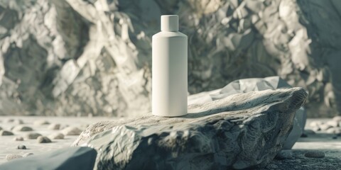 White bottle on rock