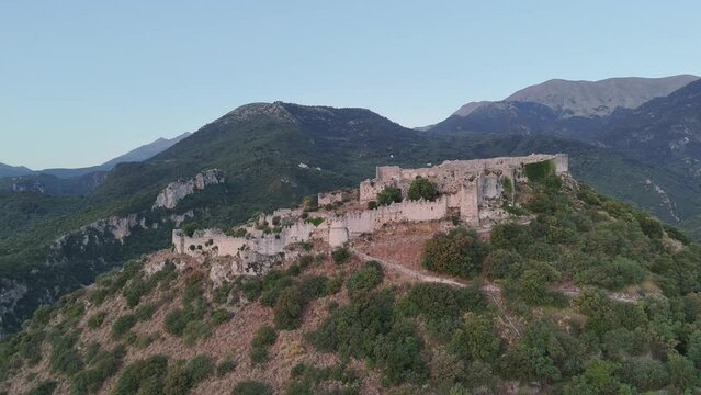Ruins of old town in Mystras, Greece - archaeology background
