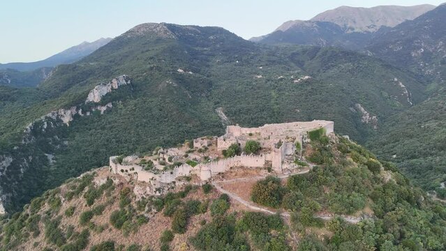 Ruins of old town in Mystras, Greece - archaeology background