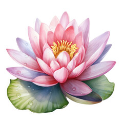 Watercolor Waterlily Flower, clipart Illustration, Generative Ai