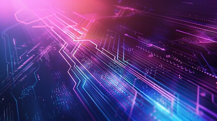 Fototapeta premium Dynamic Tech Abstract Futuristic Blue Purple Geometric Design with Glowing Elements Perfect for Digital Presentations Websites and Multimedia Projects